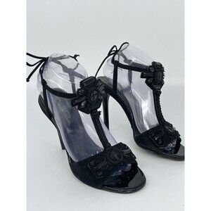 Oscar de la Renta Womens Black Sexy Strapy Sandals Shoes Size 38.5 IS 7.5